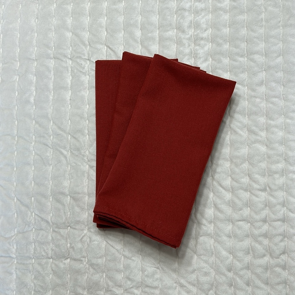 Set of 3 Dark Red Cloth Napkins